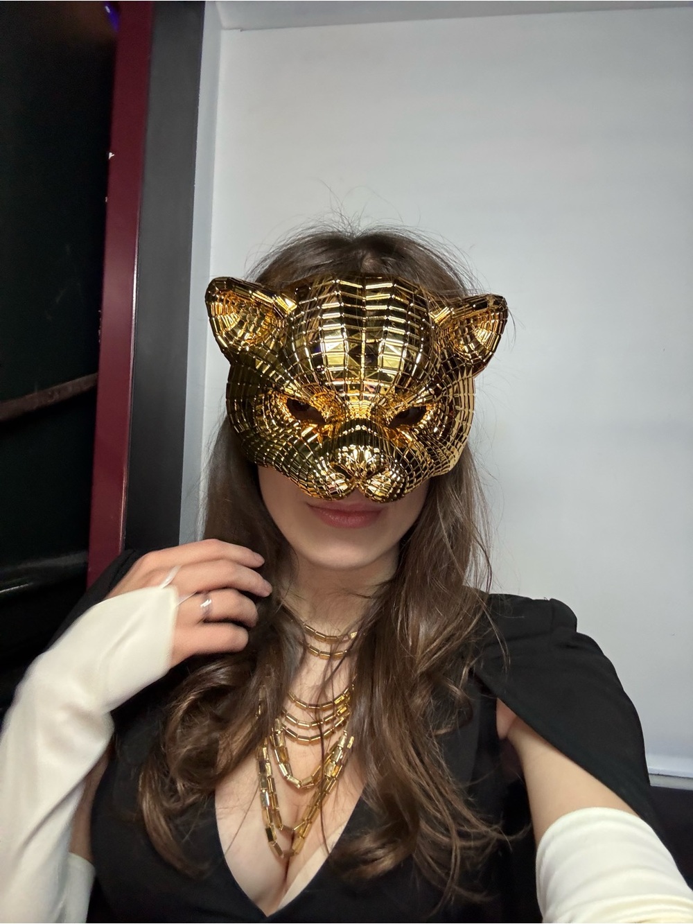 Metallic Gold Leopard Mask | Squid Game VIP Costume Halloween Masquerade